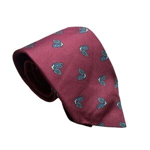 Ferrell Reed For Nickallan's Men's Vintage Silk Burgundy & Blue Paisley Tie